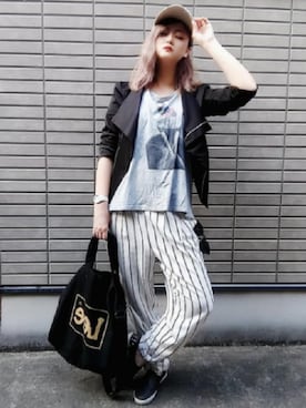 「coca（coca）（コカ）のアイテム（帽子）」を使った、曖舞mineさん（レディース・159cm）の春コーディネート