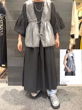 「rps（アールピーエス）のバルーンスリーブワンピース（ワンピース、ブラック系）」を使った、rps_freakさん（レディース・159cm）の春コーディネート