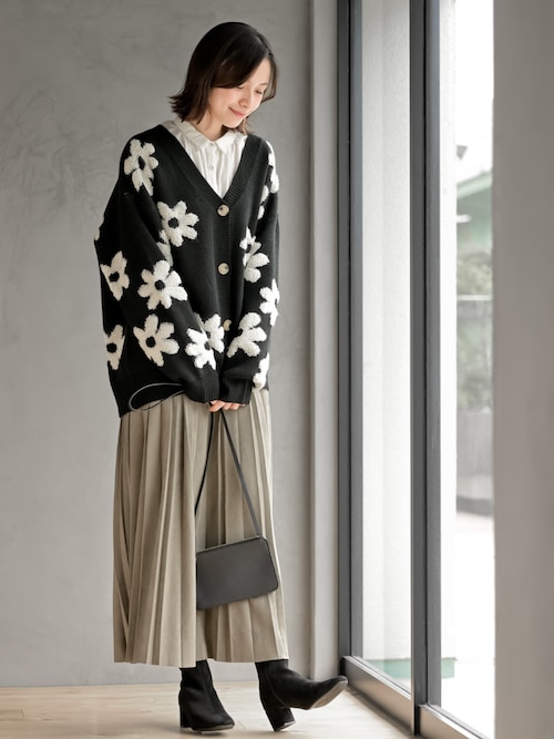 フラワージャガードニットカーディガン（カーディガン/ボレロ）｜rps