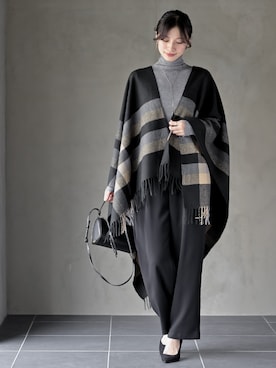 「アイテム（ストール/ショール、ブラック系）」を使った、rps_freakさん（レディース・164cm）の秋コーディネート