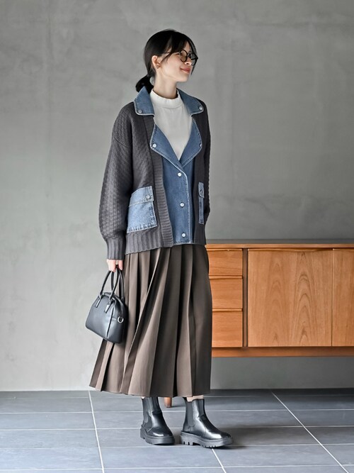 デニム切替ライダースニットジャケット（ライダースジャケット）｜rps