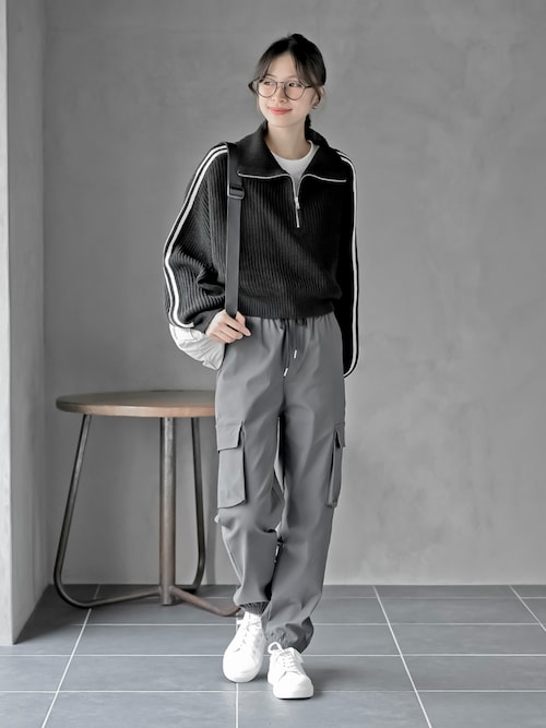 ライン入りハーフZIPニットプルオーバー（ニット/セーター）｜rps