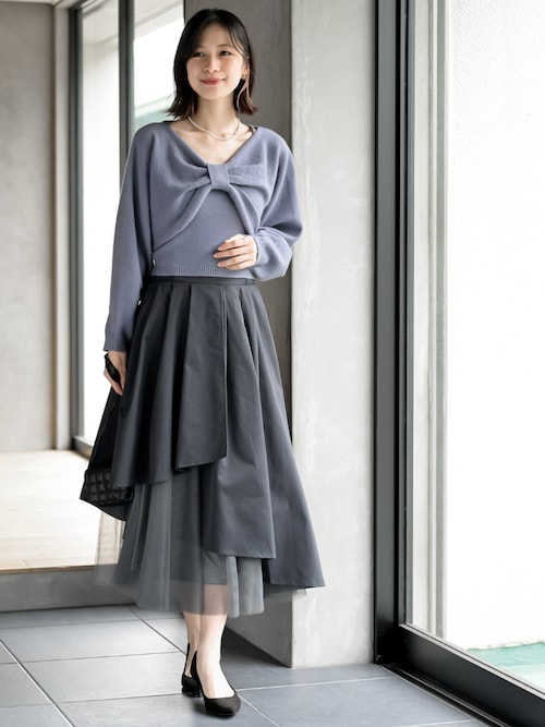 チュール切替アシンメトリーロングスカート（スカート）｜rps