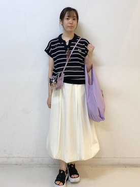 「ROPE' PICNIC（ロペピクニック）のクリアカラーフレームアイウェア/UVカット（サングラス、ピンク系）」を使った、ゆたさん（レディース・155cm）の夏コーディネート