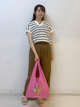 「ROPE' PICNIC（ロペピクニック）のキャミソール/接触冷感・抗菌防臭（キャミソール、ブラック系）」を使った、ゆたさん（レディース・155cm）の夏コーディネート