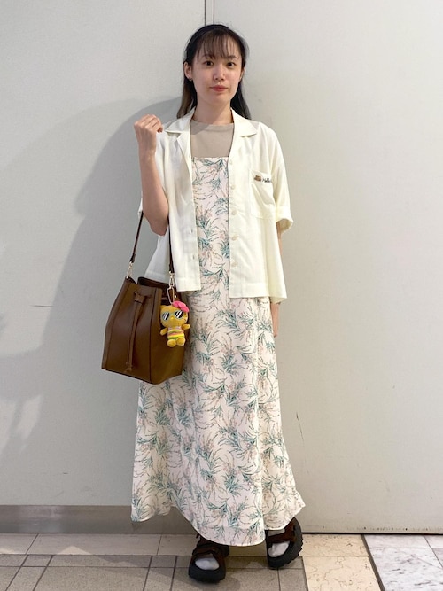 RibハーフスリーブOP Unblend ワンピース 「 POOLSIDE COFFEE × 」ロゴ刺繍 カットリブ