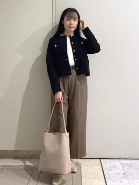 「アイテム（スラックス）」を使った、ゆたさん（レディース・155cm）の秋コーディネート