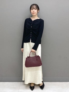 「ROPE' PICNIC（ロペピクニック）の2WAYミドルサイズ全開放バッグ/軽量（トートバッグ、レッド系）」を使った、ゆたさん（レディース・155cm）の秋コーディネート
