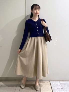 「アイテム（シュシュ、ブルー系）」を使った、ゆたさん（レディース・155cm）の秋コーディネート