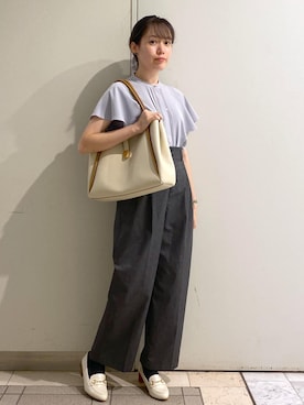 「アイテム（チノパンツ、グレー系）」を使った、ゆたさん（レディース・155cm）の夏コーディネート