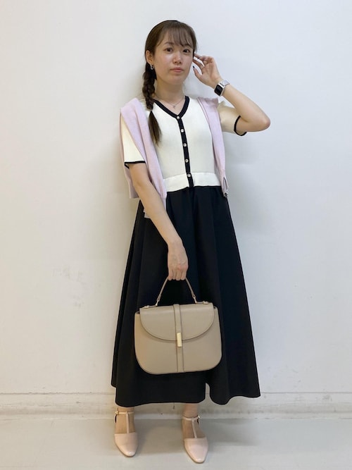 組曲 セツコサジテール picnic プリントドッキングリブ ニット Jules Knit Docking Tiered Dress