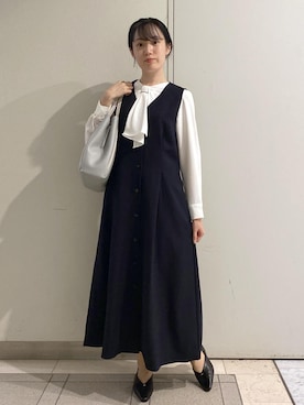 「アイテム（ジャンパースカート）」を使った、ゆたさん（レディース・155cm）の秋コーディネート