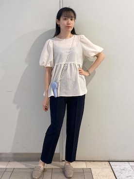 「アイテム（スマホグッズ、ホワイト系）」を使った、ゆたさん（レディース・155cm）の夏コーディネート