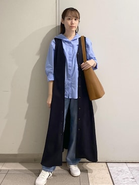 「アイテム（ジャンパースカート）」を使った、ゆたさん（レディース・155cm）の秋コーディネート