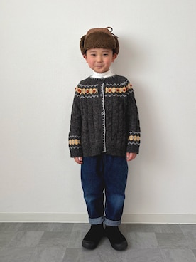 「アイテム（キャップ）」を使った、mitsu_taiさん（キッズ・110cm）の冬コーディネート