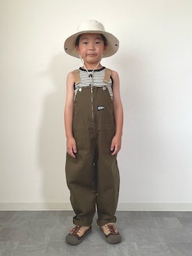 「ハット」｜「アイテム（サロペット/オーバーオール）」を使った、mitsu_taiさん（キッズ・110cm）の夏コーディネート