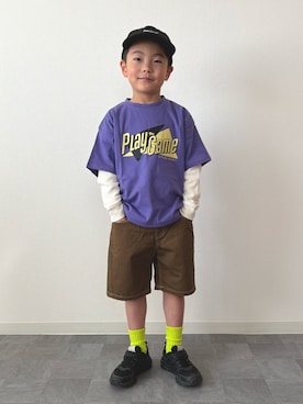 「p.premier（ピードットプルミエ）のアイテム（パンツ）」を使った、mitsu_taiさん（キッズ・120cm）の春コーディネート