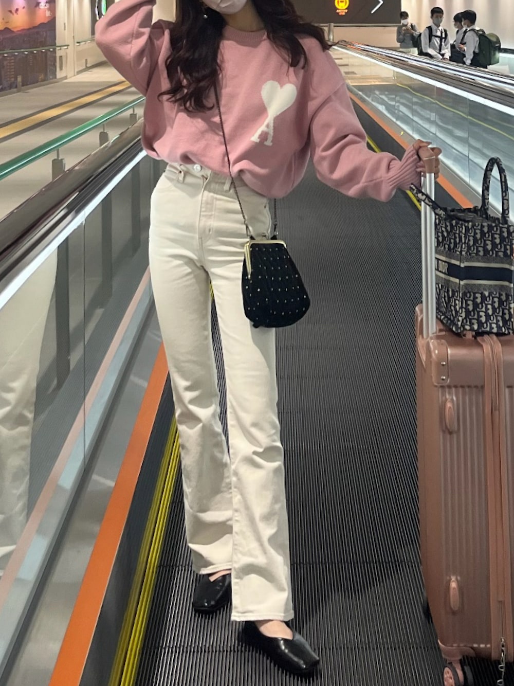 【正規品】amiparis ビーニー ニット帽 ピンク アルパカ ピンク アルパカ ストライプ Ami De Coeur ビーニー パウダー/オフ