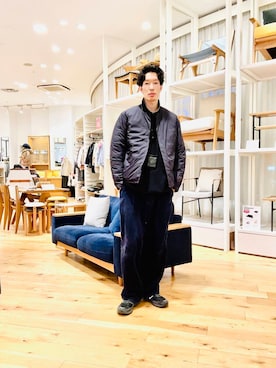 「アイテム（ダウンジャケット/コート）」を使った、Naokiさん（メンズ・187cm）の冬コーディネート