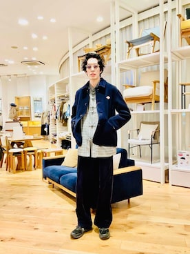 「アイテム（カバーオール）」を使った、Naokiさん（メンズ・187cm）の冬コーディネート