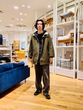「Barbour（バブアー）の『別注』Barbour×DOORS　HOODED COAT（その他アウター）」を使った、Naokiさん（メンズ・187cm）の秋コーディネート