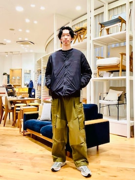 「アイテム（ダウンジャケット/コート）」を使った、Naokiさん（メンズ・187cm）の秋コーディネート