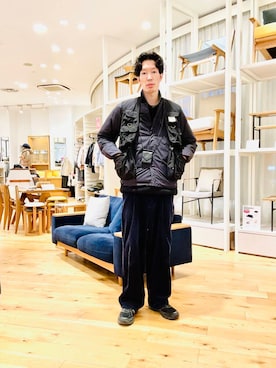 「アイテム（ダウンジャケット/コート）」を使った、Naokiさん（メンズ・187cm）の冬コーディネート