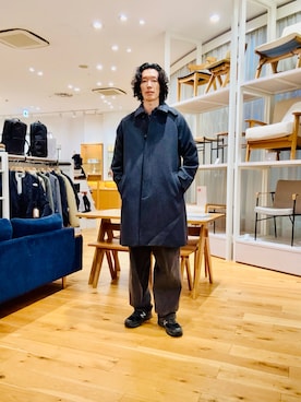 「アイテム（ステンカラーコート）」を使った、Naokiさん（メンズ・187cm）の秋コーディネート