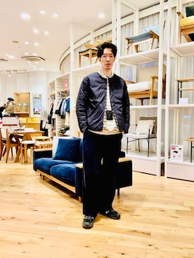 「アイテム（ダウンジャケット/コート）」を使った、Naokiさん（メンズ・187cm）の冬コーディネート