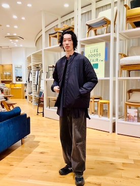 「アイテム（ダウンジャケット/コート）」を使った、Naokiさん（メンズ・187cm）の秋コーディネート