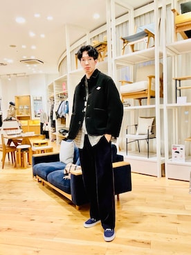 「アイテム（カバーオール）」を使った、Naokiさん（メンズ・187cm）の冬コーディネート