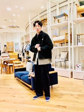 「アイテム（カバーオール）」を使った、Naokiさん（メンズ・187cm）の冬コーディネート