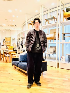 「アイテム（ダウンジャケット/コート）」を使った、Naokiさん（メンズ・187cm）の冬コーディネート
