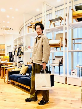 「DANTON（ダントン）のアイテム（ブルゾン）」を使った、Naokiさん（メンズ・187cm）の秋コーディネート