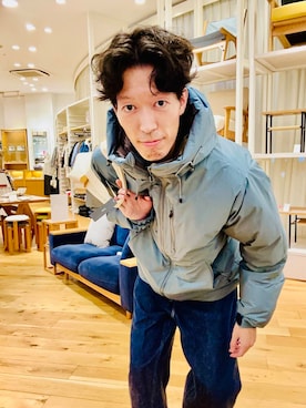 「アイテム（ダウンジャケット/コート）」を使った、Naokiさん（メンズ・187cm）の冬コーディネート