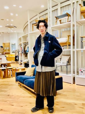 「アイテム（スカート）」を使った、Naokiさん（メンズ・187cm）の冬コーディネート