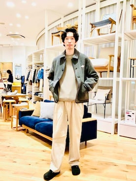 「アイテム（カバーオール）」を使った、Naokiさん（メンズ・187cm）の秋コーディネート