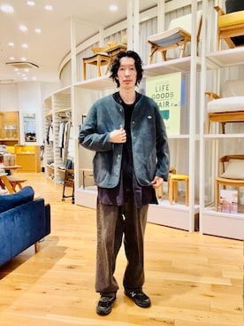 「アイテム（ノーカラージャケット）」を使った、Naokiさん（メンズ・187cm）の秋コーディネート