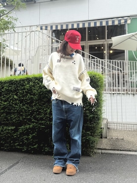 「ニットカーディガン」｜白石 凜さん（レディース・164cm）の秋コーディネート