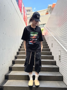 「黒」｜「アイテム（カーゴパンツ）」を使った、白石 凜さん（レディース・164cm）の夏コーディネート