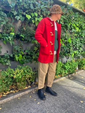 「アイテム（ハット、ブラウン系）」を使った、UUUさん（メンズ・176cm）の冬コーディネート