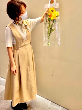 「UNITED ARROWS（ユナイテッドアローズ）のアイテム（ストール/ショール）」を使った、macoさん（レディース・157cm）の秋コーディネート