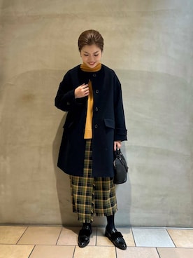 「アイテム（ノーカラーコート）」を使った、jimaさん（レディース・163cm）の秋コーディネート