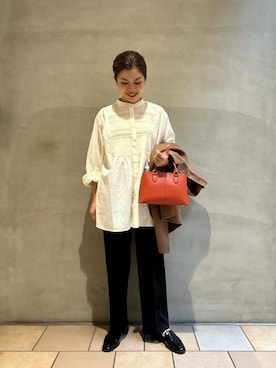 「アイテム（その他アウター、ブラウン系）」を使った、jimaさん（レディース・163cm）の秋コーディネート