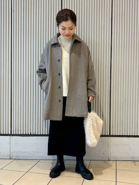 「アイテム（ステンカラーコート）」を使った、jimaさん（レディース・163cm）の冬コーディネート
