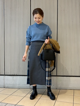 「URBAN RESEARCH DOORS（アーバンリサーチドアーズ）のトラックソールブーツ（ブーツ）」を使った、jimaさん（レディース・163cm）の秋コーディネート