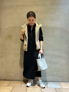 「GYMPHLEX（ジムフレックス）のGYMPHLEX　BOA HOODED VEST（その他アウター）」を使った、jimaさん（レディース・163cm）の秋コーディネート