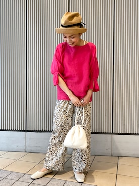 「麦わら帽子」｜「アイテム（バレエシューズ）」を使った、jimaさん（レディース・163cm）の春コーディネート