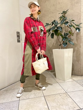 「AVIREX（アヴィレックス）のアイテム（シャツワンピース）」を使った、あゆみ01041023さん（レディース・160cm）の秋コーディネート