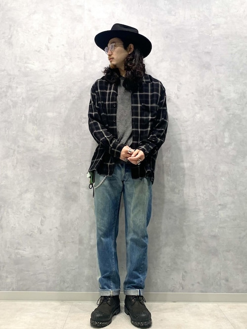 〈数量限定追加〉【WILD LIFE TAILOR】オンブレチェック ドレープ オーバーシャツ